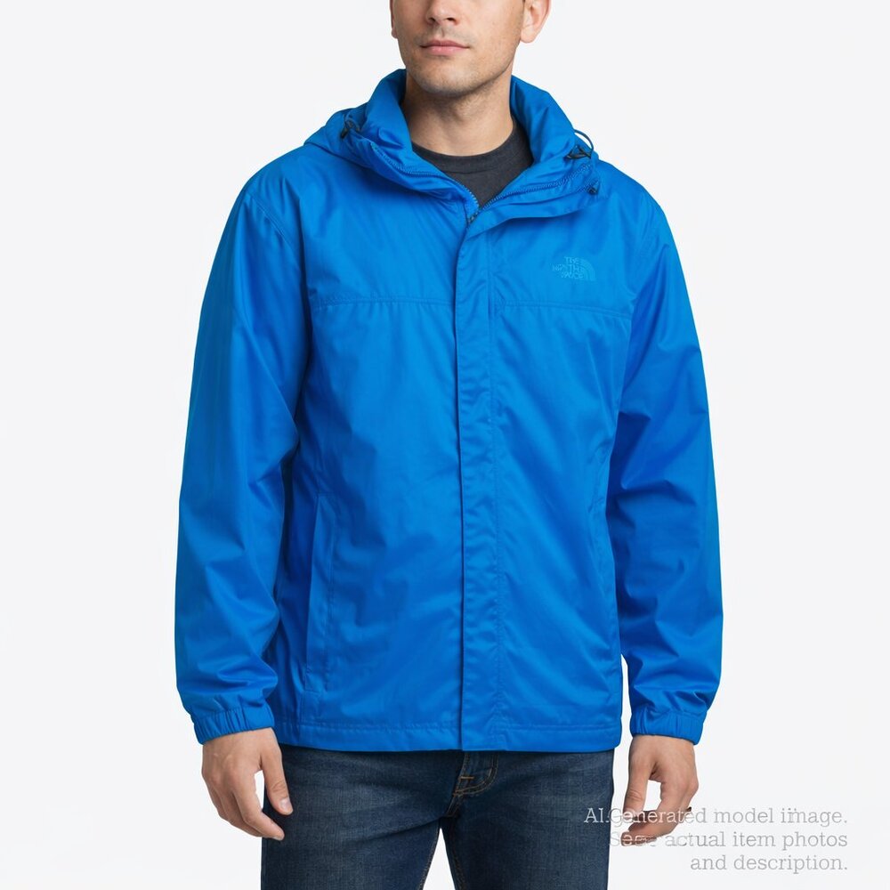 339. The North Face Men’s Blue Hooded Rain Jacket Windbreaker GUC XL